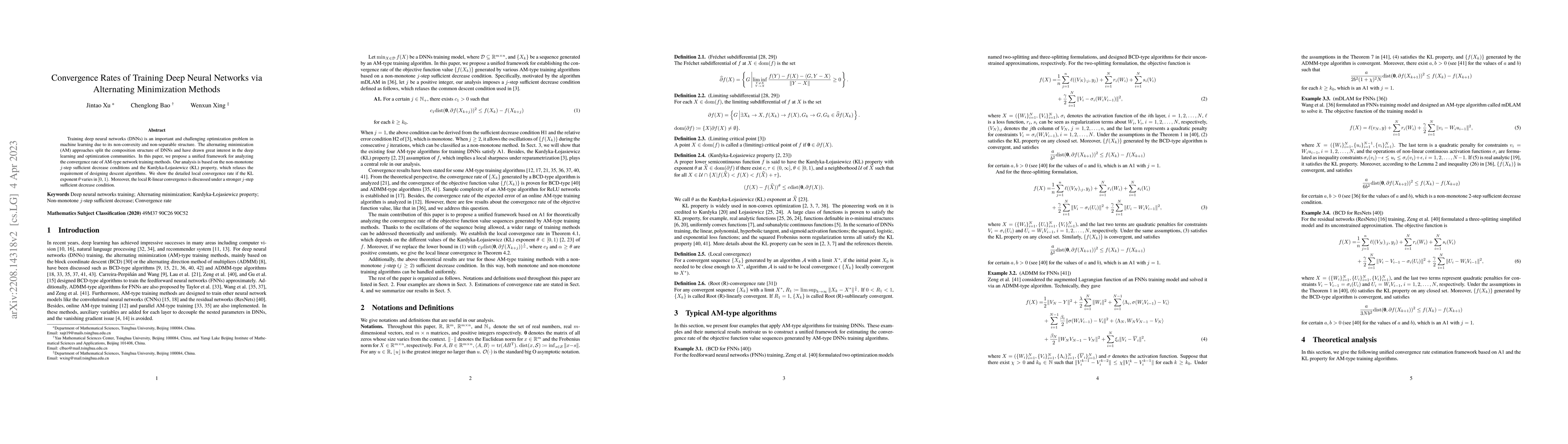 Thumbnail for Convergence Rates of Training Deep Neural Networks via Alternating
  Minimization Methods