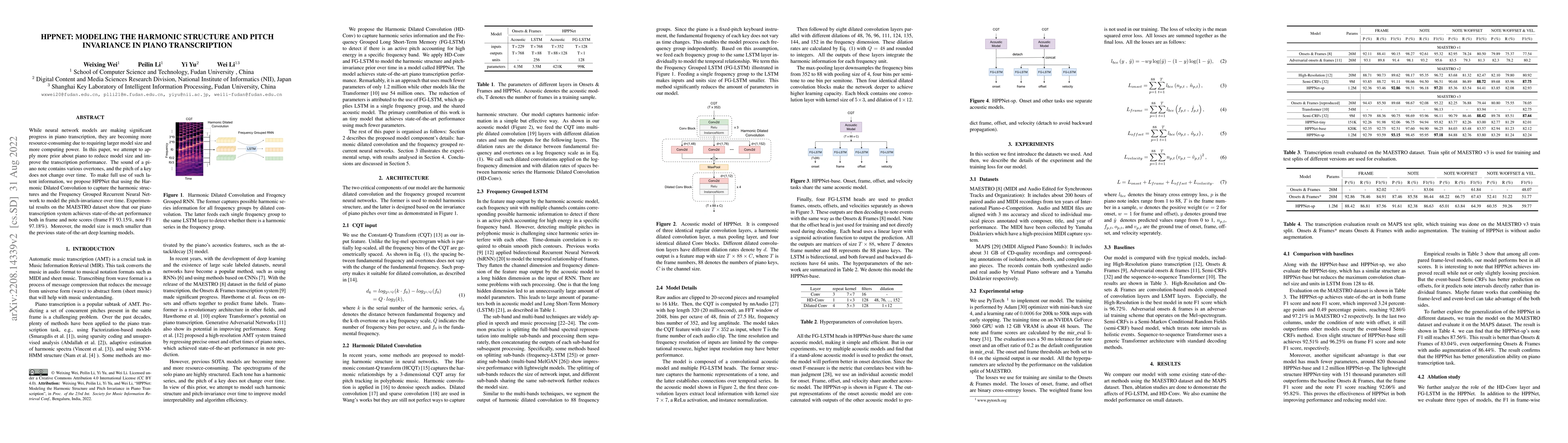 Thumbnail for HPPNet: Modeling the Harmonic Structure and Pitch Invariance in Piano
  Transcription