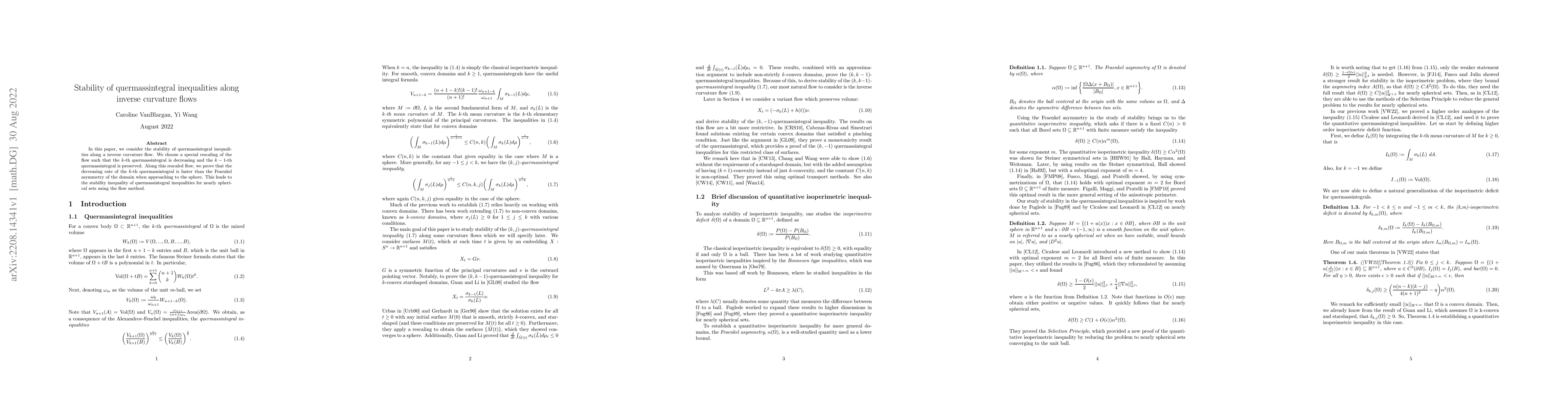 Thumbnail for Stability of quermassintegral inequalities along inverse curvature flows