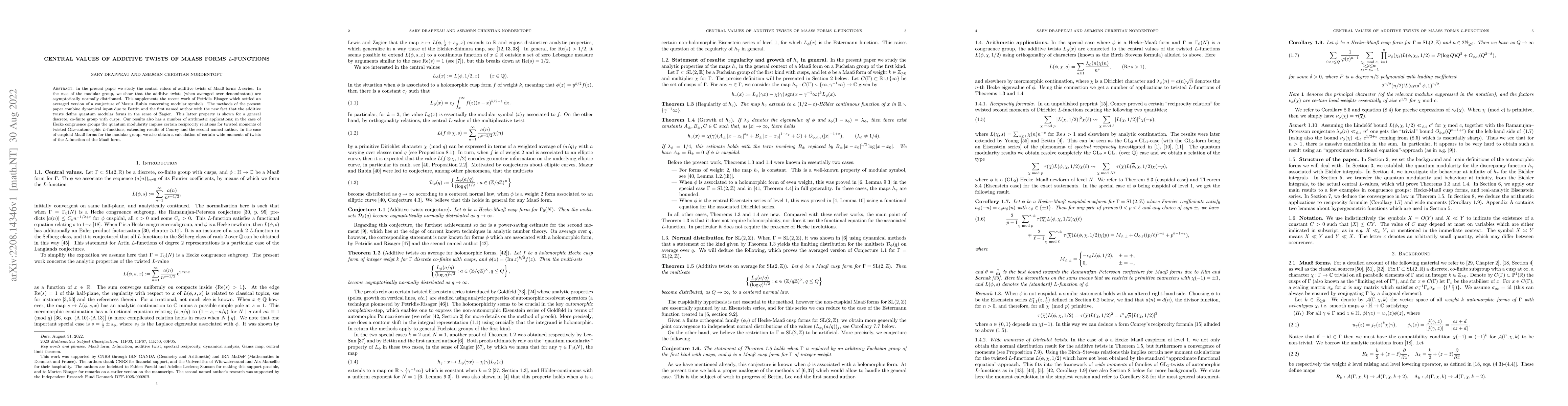 Thumbnail for Central values of additive twists of Maa{\ss} forms $L$-functions