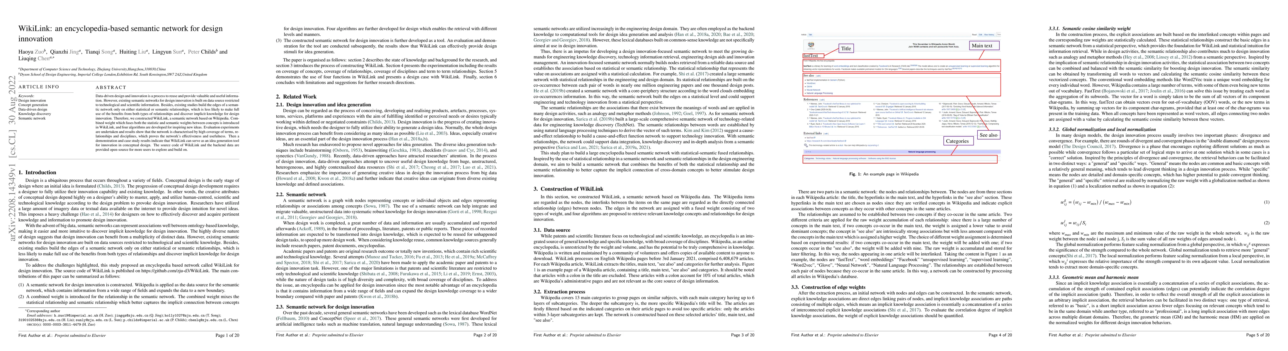 Thumbnail for WikiLink: an encyclopedia-based semantic network for design innovation