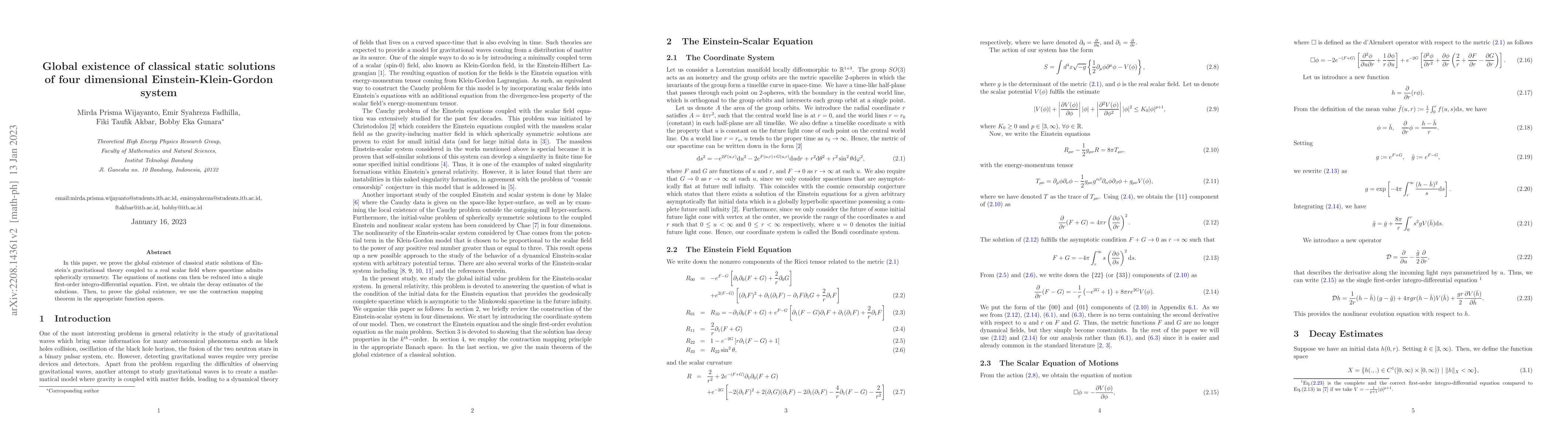 Thumbnail for Global existence of classical static solutions of four dimensional
  Einstein-Klein-Gordon system