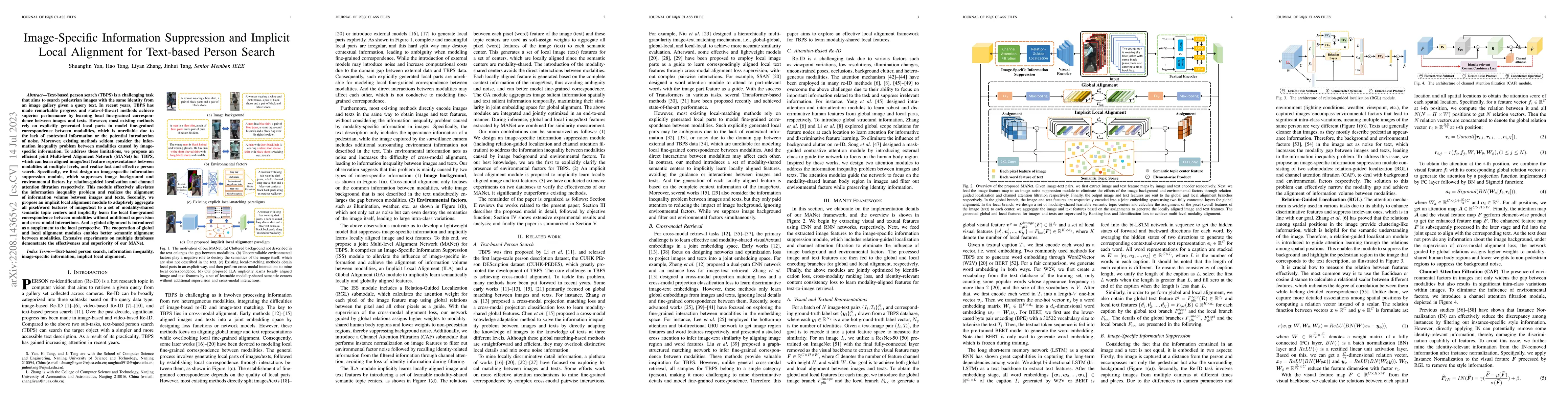 Thumbnail for Image-Specific Information Suppression and Implicit Local Alignment for
  Text-based Person Search