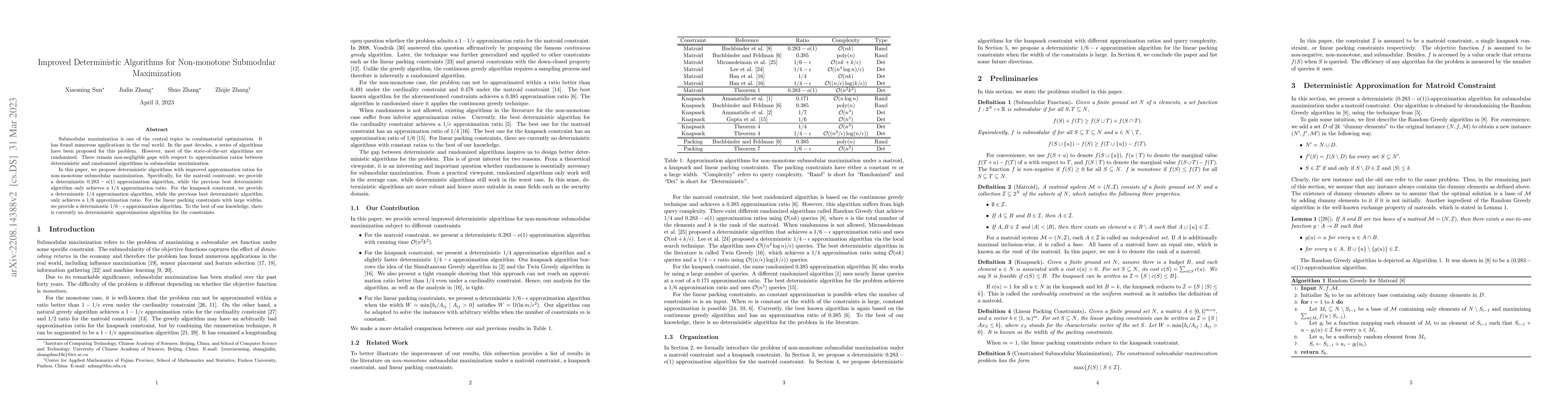 Thumbnail for Improved Deterministic Algorithms for Non-monotone Submodular
  Maximization