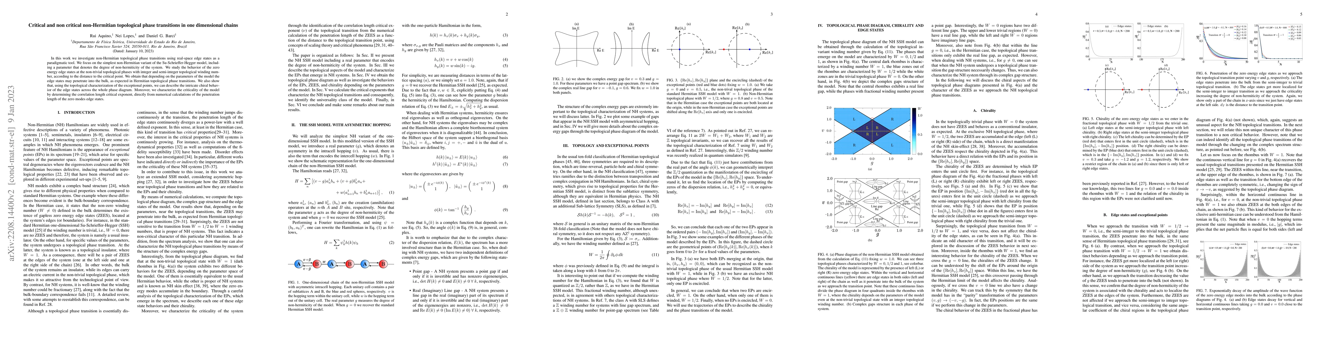 Thumbnail for Critical and non critical non-Hermitian topological phase transitions in
  one dimensional chains