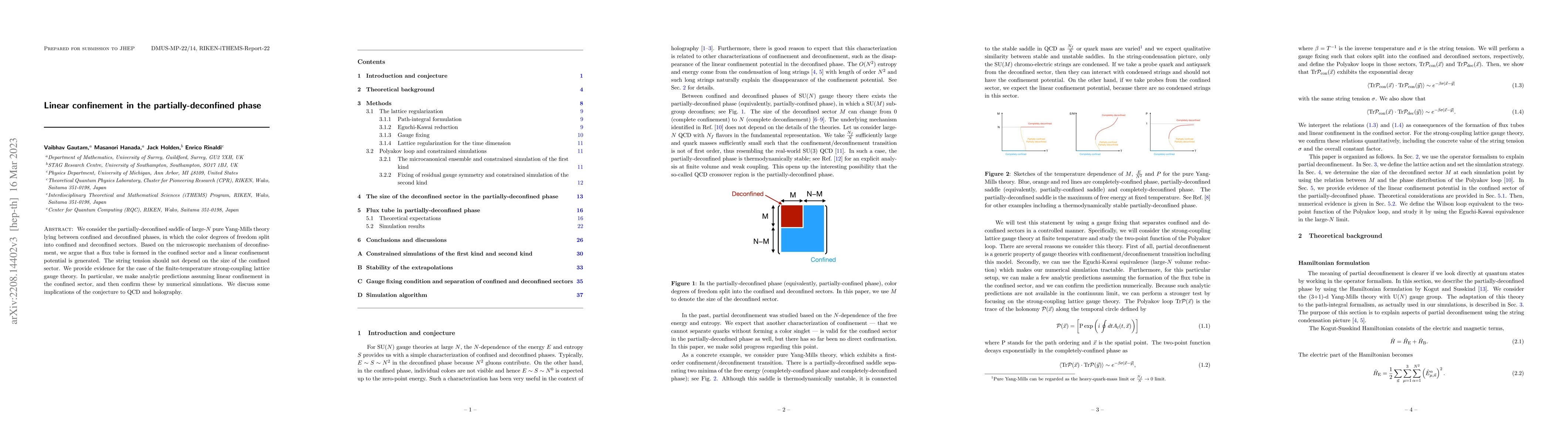 Thumbnail for Linear confinement in the partially-deconfined phase