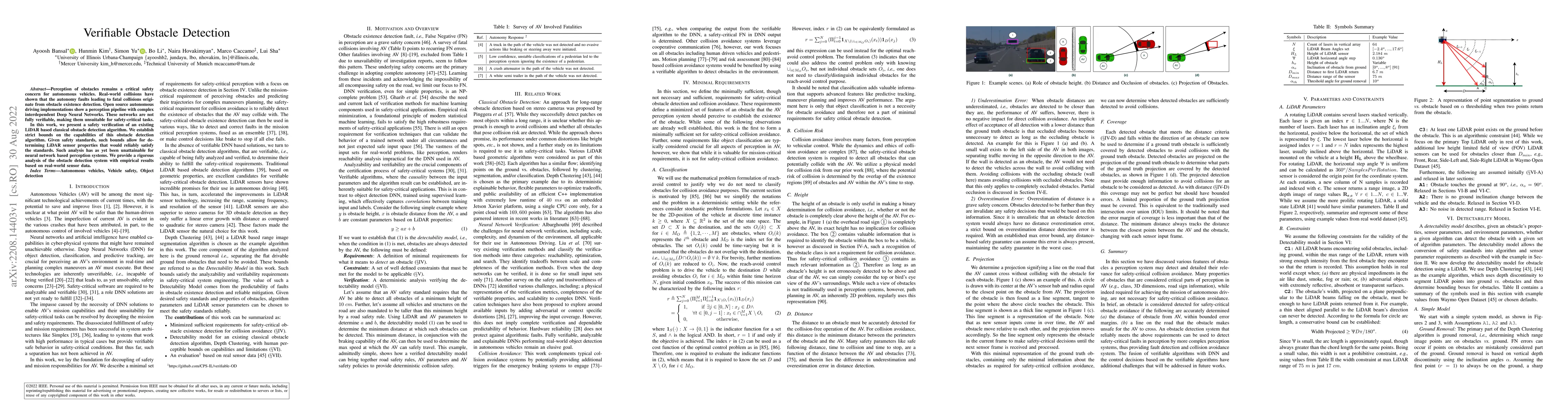 Thumbnail for Verifiable Obstacle Detection