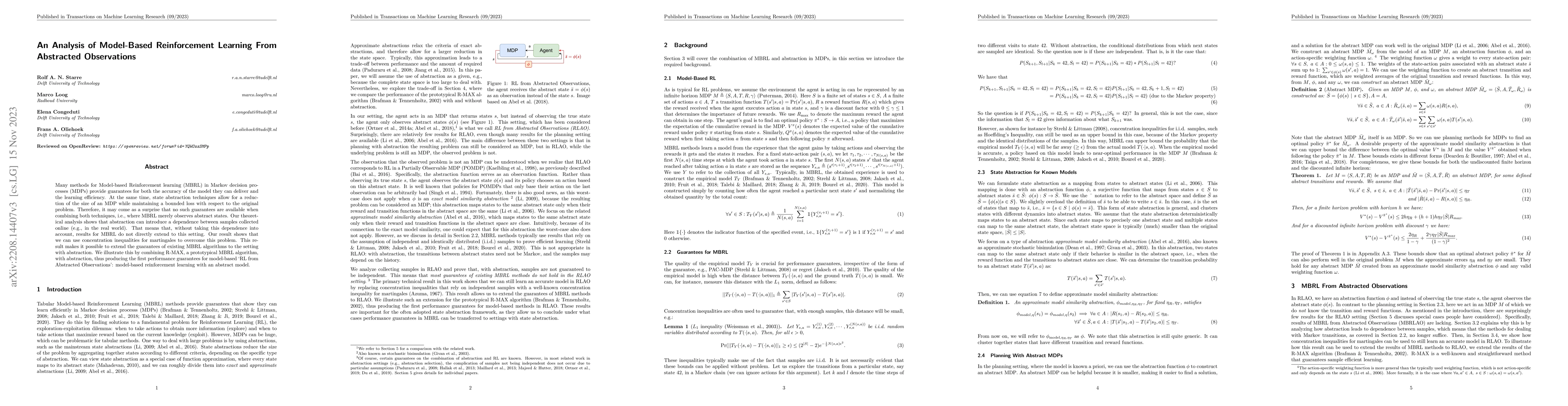 Thumbnail for An Analysis of Model-Based Reinforcement Learning From Abstracted
  Observations