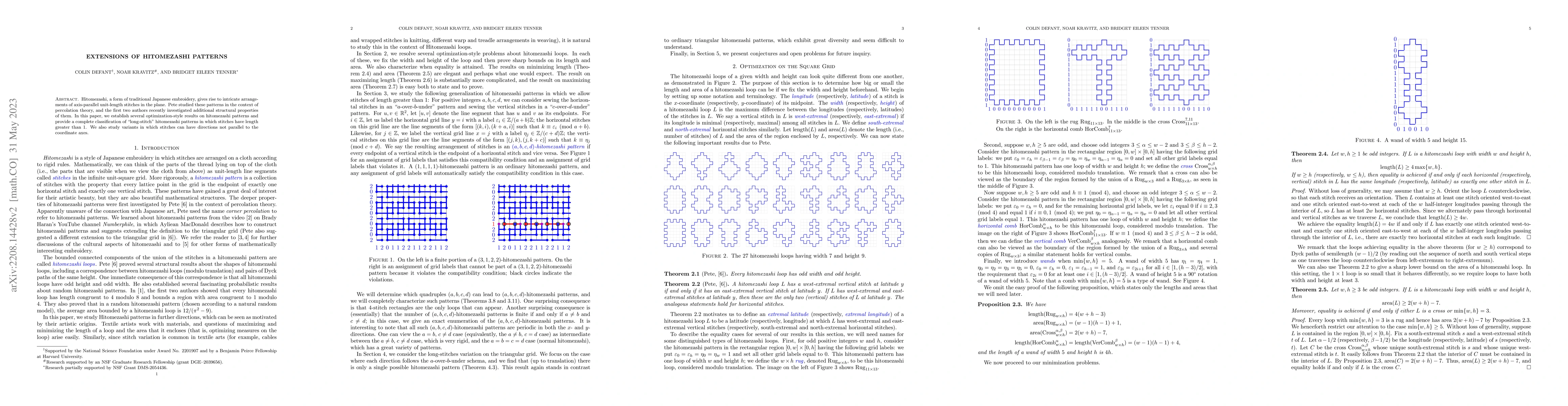 Thumbnail for Extensions of Hitomezashi Patterns