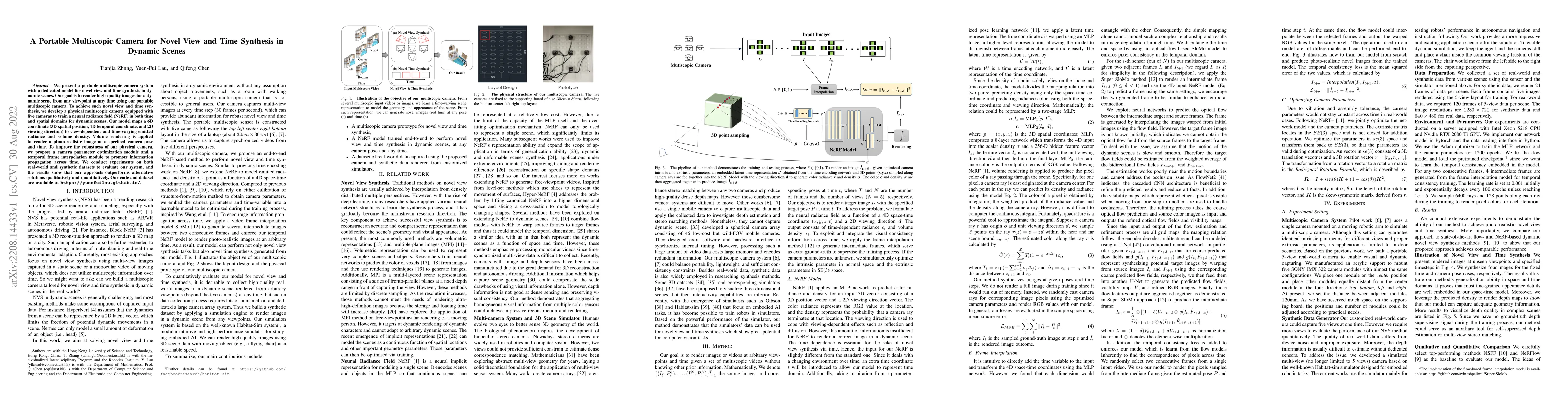 Thumbnail for A Portable Multiscopic Camera for Novel View and Time Synthesis in
  Dynamic Scenes