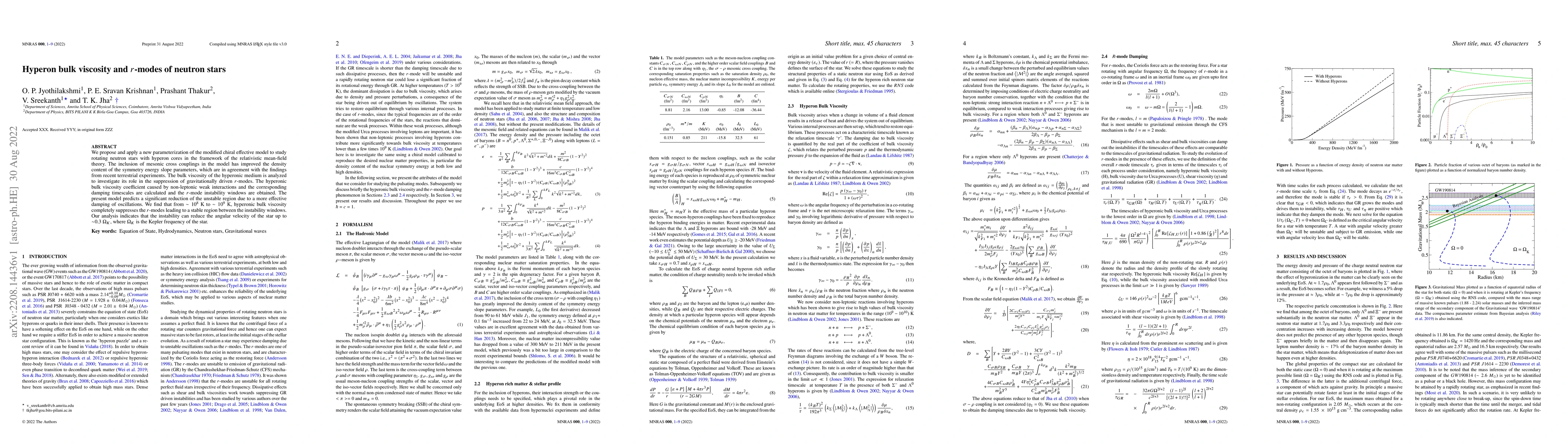 Thumbnail for Hyperon bulk viscosity and $r$-modes of neutron stars