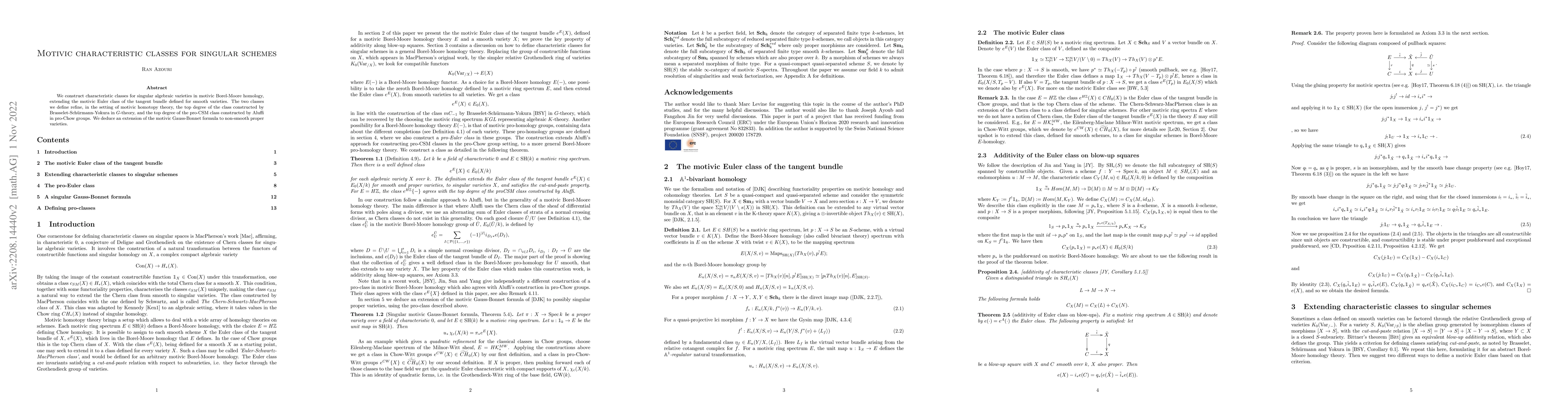 Thumbnail for Motivic characteristic classes for singular schemes