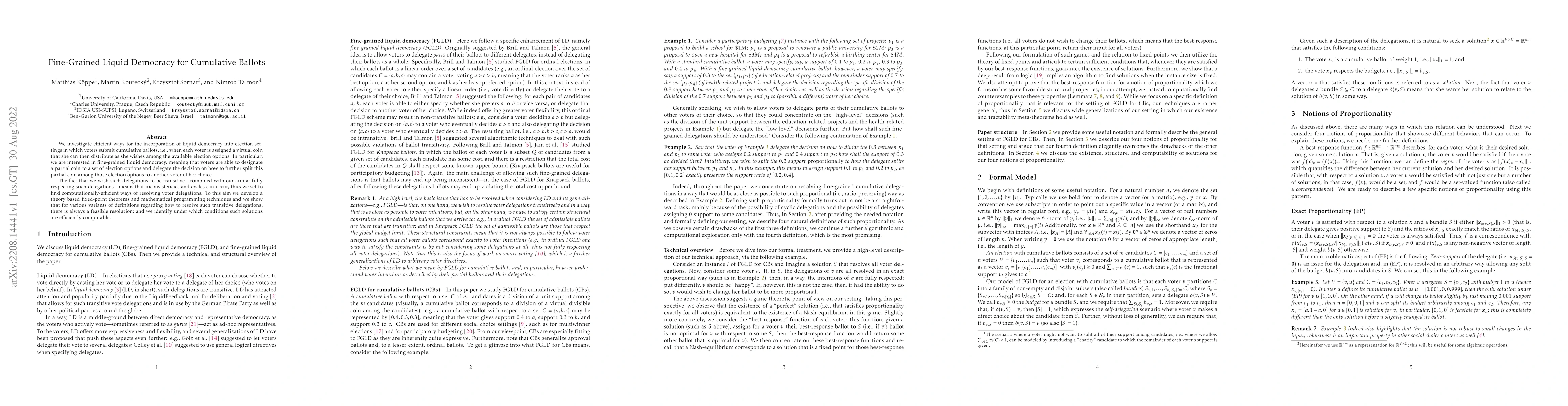 Thumbnail for Fine-Grained Liquid Democracy for Cumulative Ballots