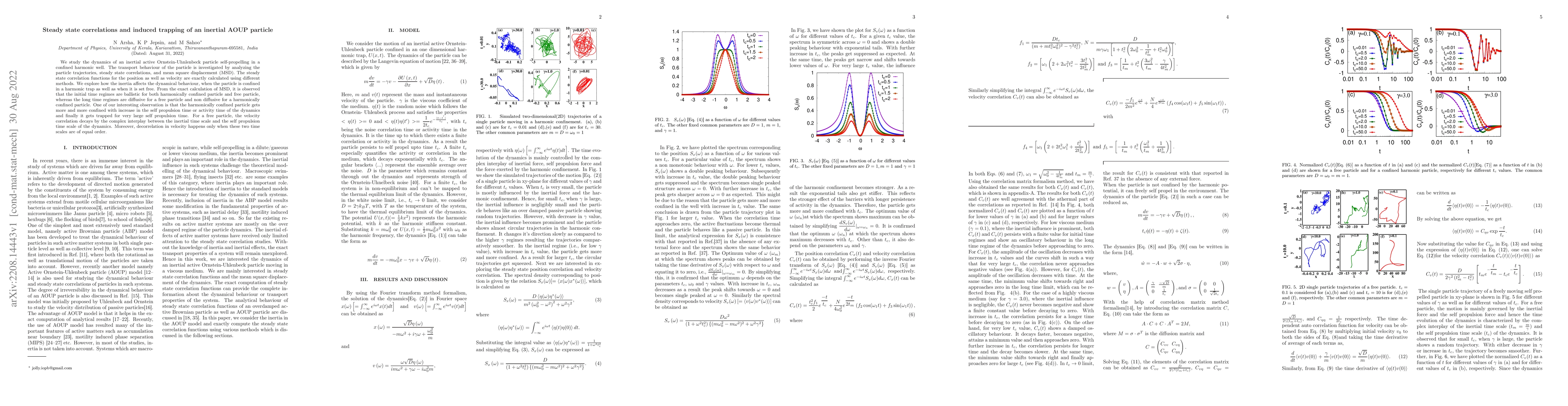 Thumbnail for Steady state correlations and induced trapping of an inertial AOUP
  particle