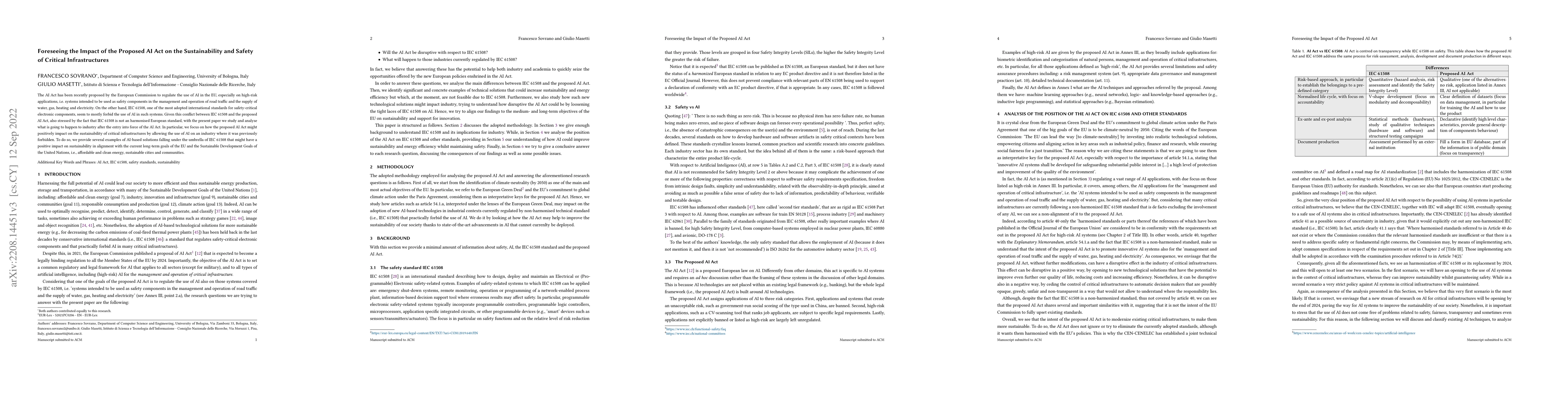 Thumbnail for Foreseeing the Impact of the Proposed AI Act on the Sustainability and
  Safety of Critical Infrastructures
