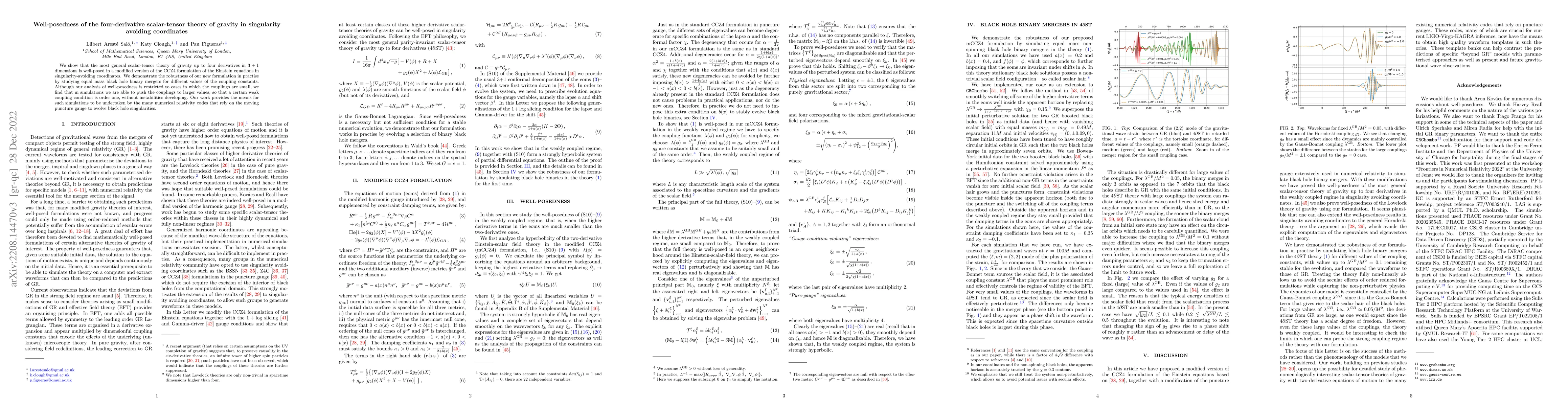 Thumbnail for Well-posedness of the four-derivative scalar-tensor theory of gravity in
  singularity avoiding coordinates