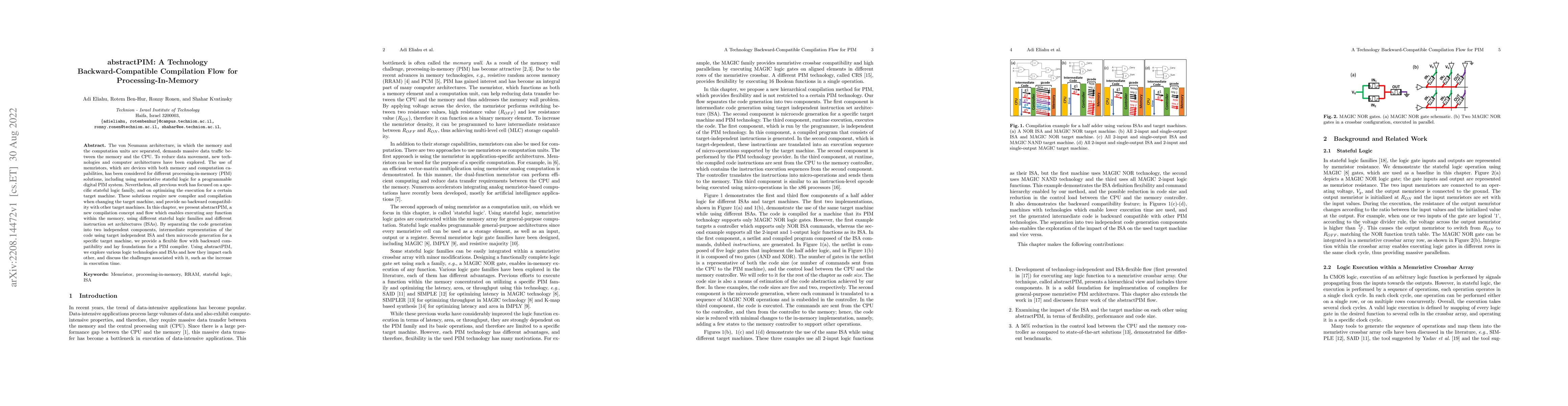 Thumbnail for abstractPIM: A Technology Backward-Compatible Compilation Flow for
  Processing-In-Memory