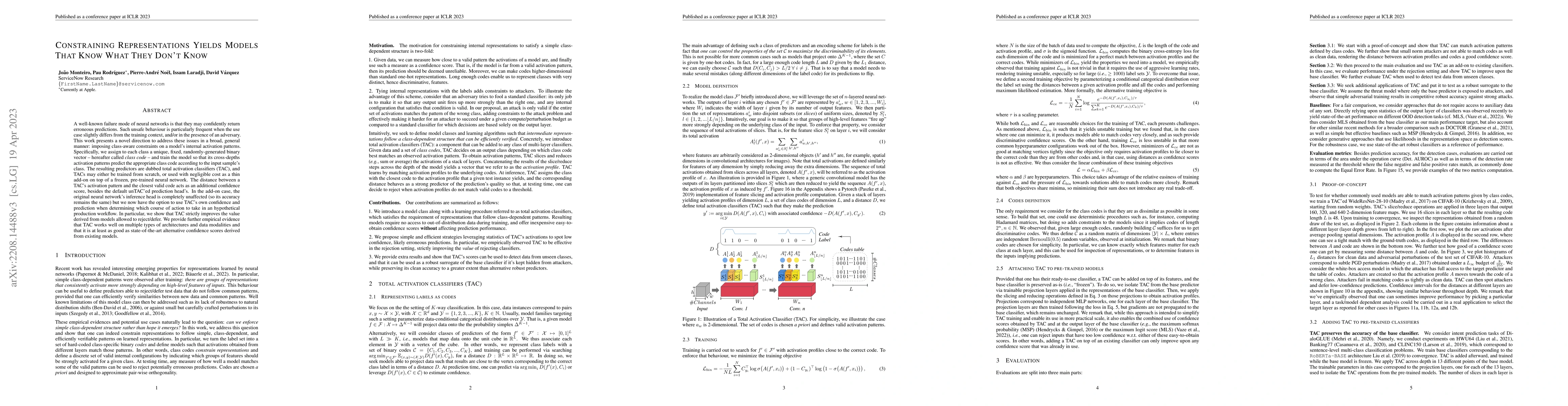 Thumbnail for Constraining Representations Yields Models That Know What They Don't
  Know