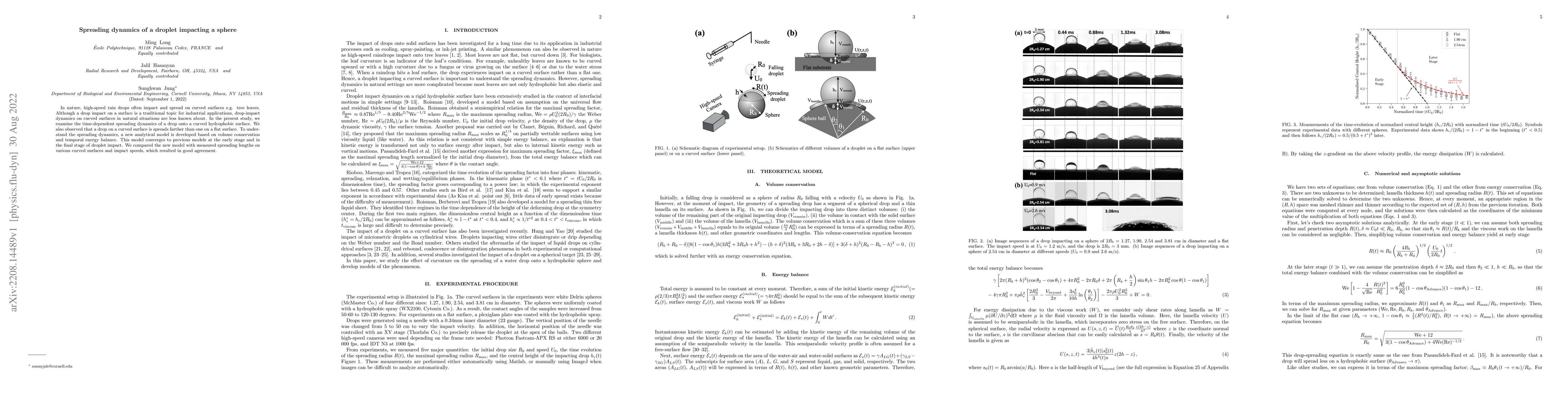 Thumbnail for Spreading dynamics of a droplet impacting a sphere