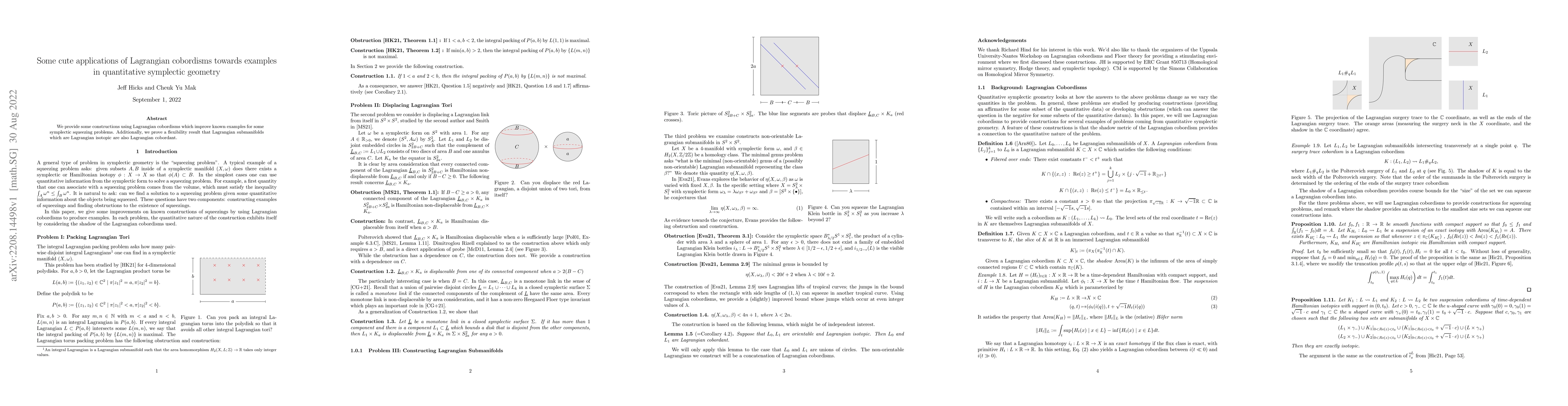 Thumbnail for Some cute applications of Lagrangian cobordisms towards examples in
  quantitative symplectic geometry