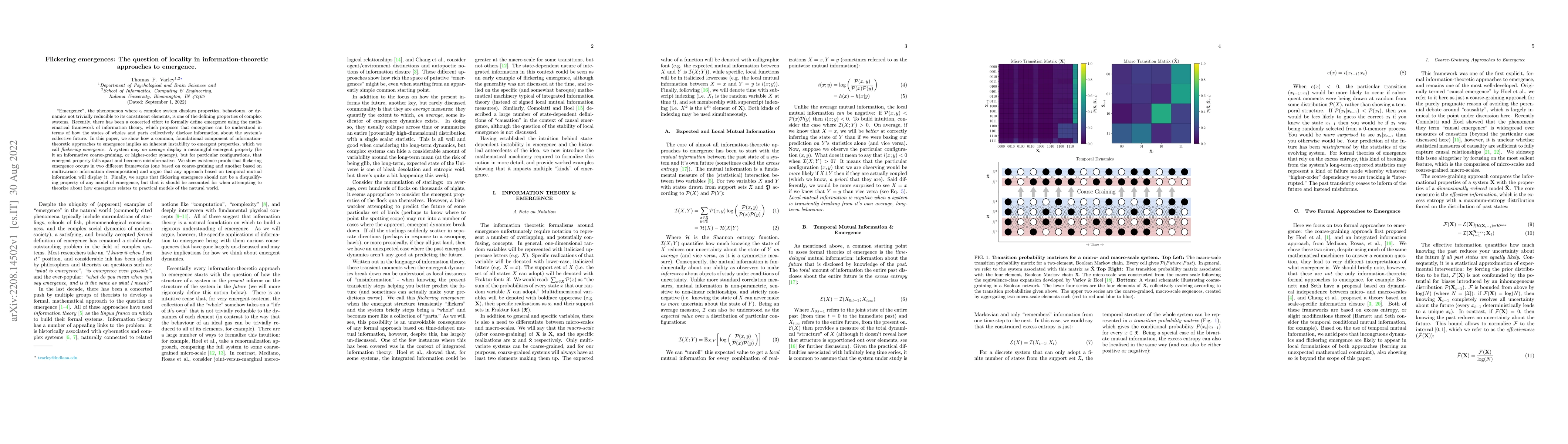 Thumbnail for Flickering emergences: The question of locality in information-theoretic
  approaches to emergence