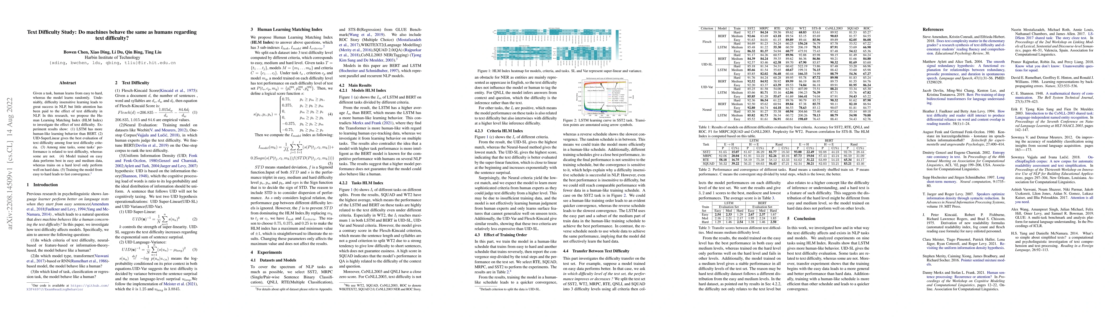 Thumbnail for Text Difficulty Study: Do machines behave the same as humans regarding
  text difficulty?
