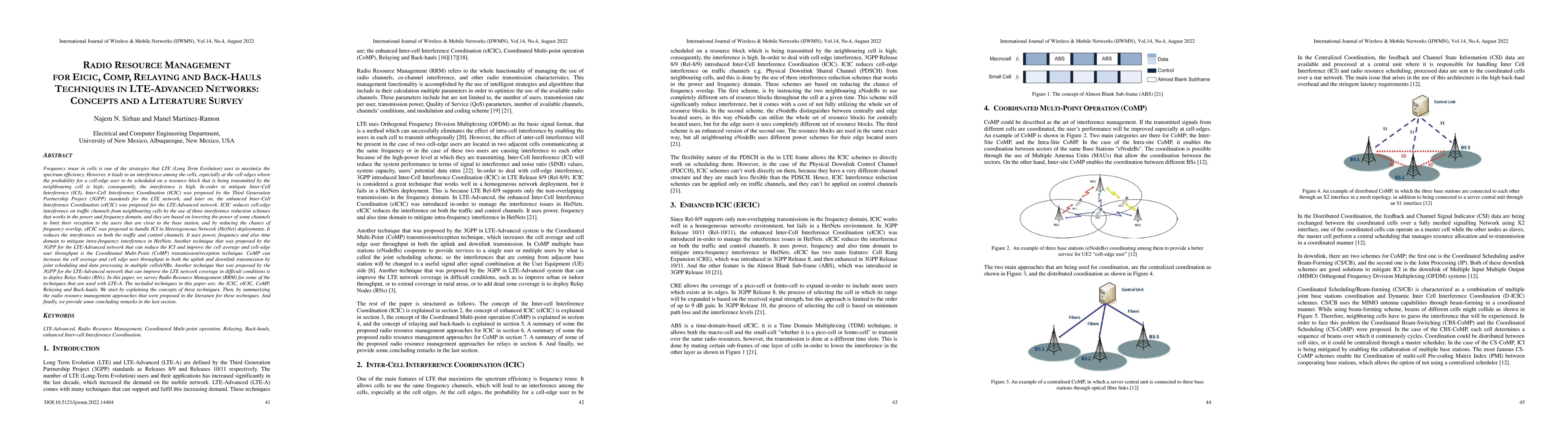 Thumbnail for Radio Resource Management for eICIC, CoMP, Relaying and Back-Hauls
  Techniques in LTE-Advanced Networks, Concepts and a Literature Survey