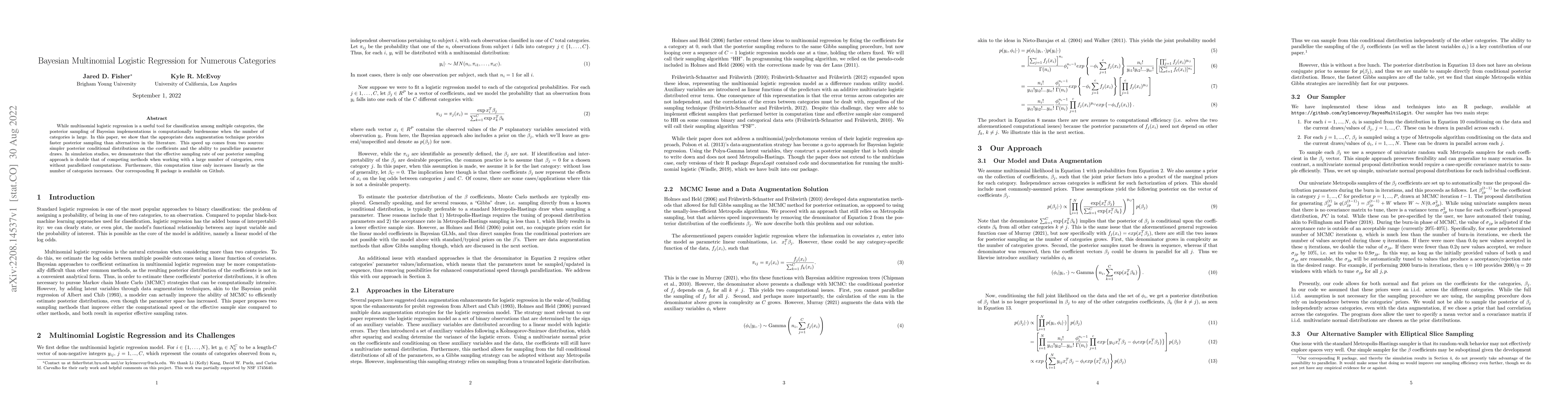 Thumbnail for Bayesian Multinomial Logistic Regression for Numerous Categories