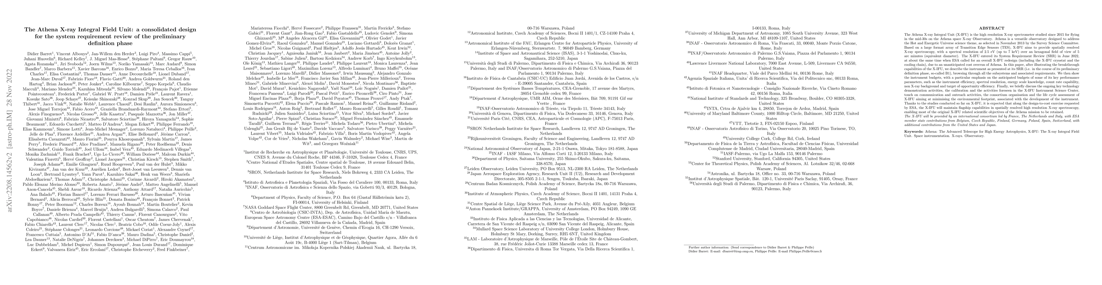 Thumbnail for The Athena X-ray Integral Field Unit: a consolidated design for the
  system requirement review of the preliminary definition phase