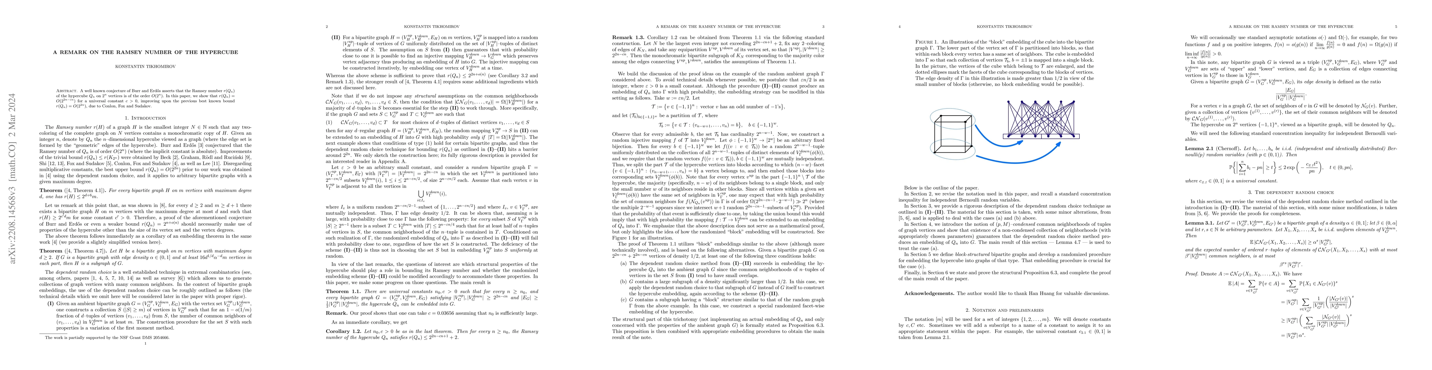 Thumbnail for A remark on the Ramsey number of the hypercube