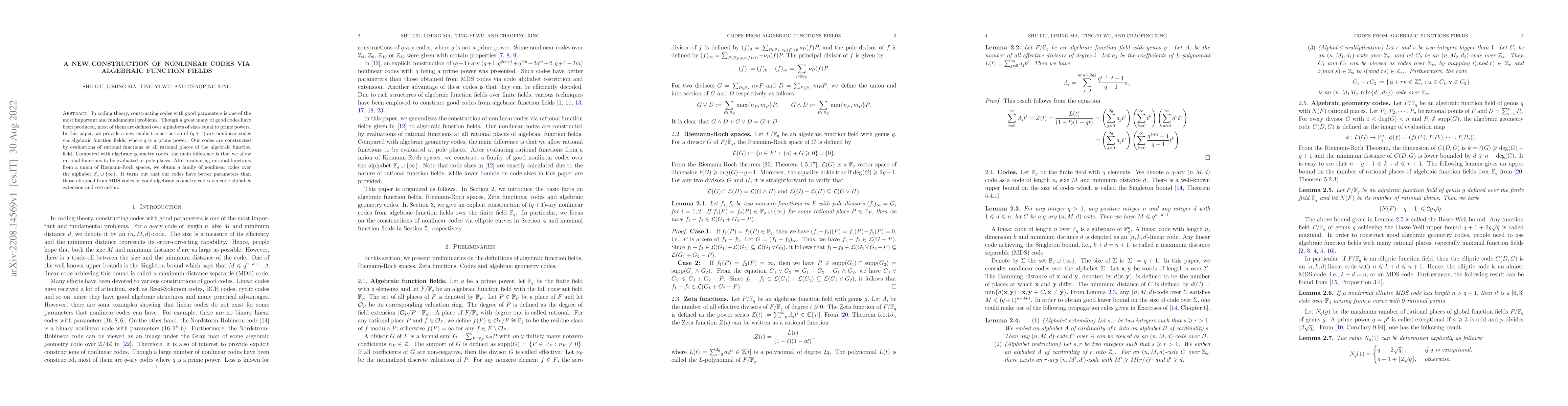 Thumbnail for A new construction of nonlinear codes via algebraic function fields