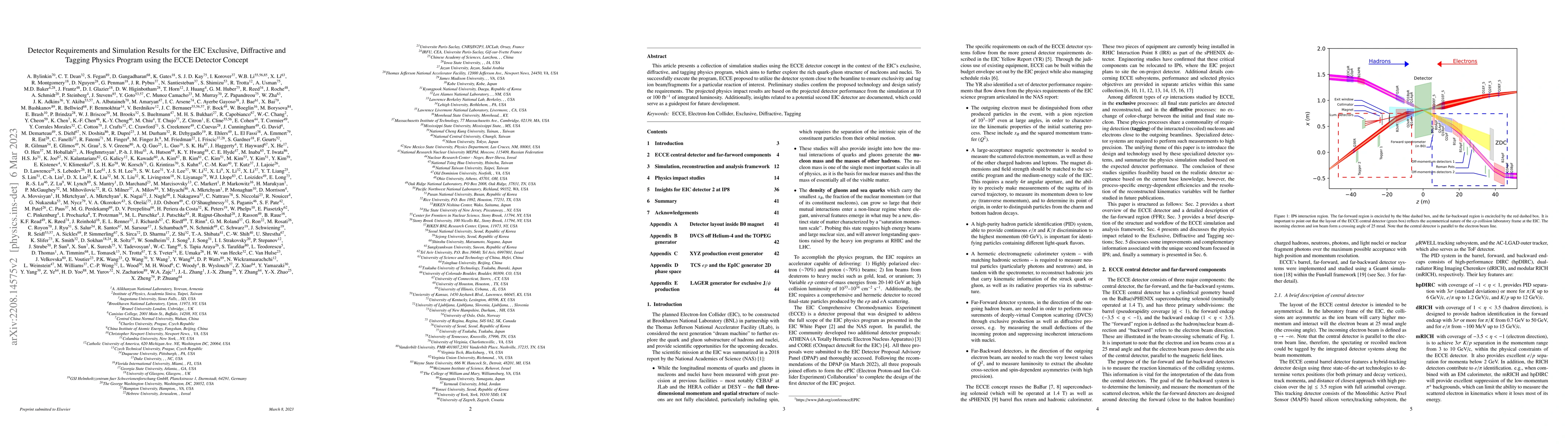 Thumbnail for Detector Requirements and Simulation Results for the EIC Exclusive,
  Diffractive and Tagging Physics Program using the ECCE Detector Concept