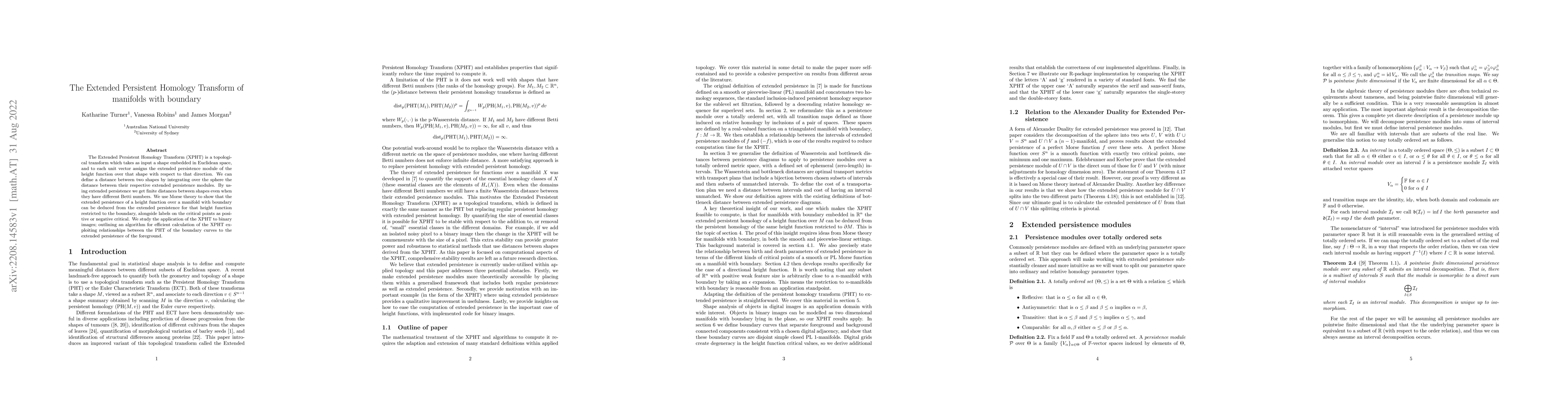 Thumbnail for The Extended Persistent Homology Transform of manifolds with boundary
