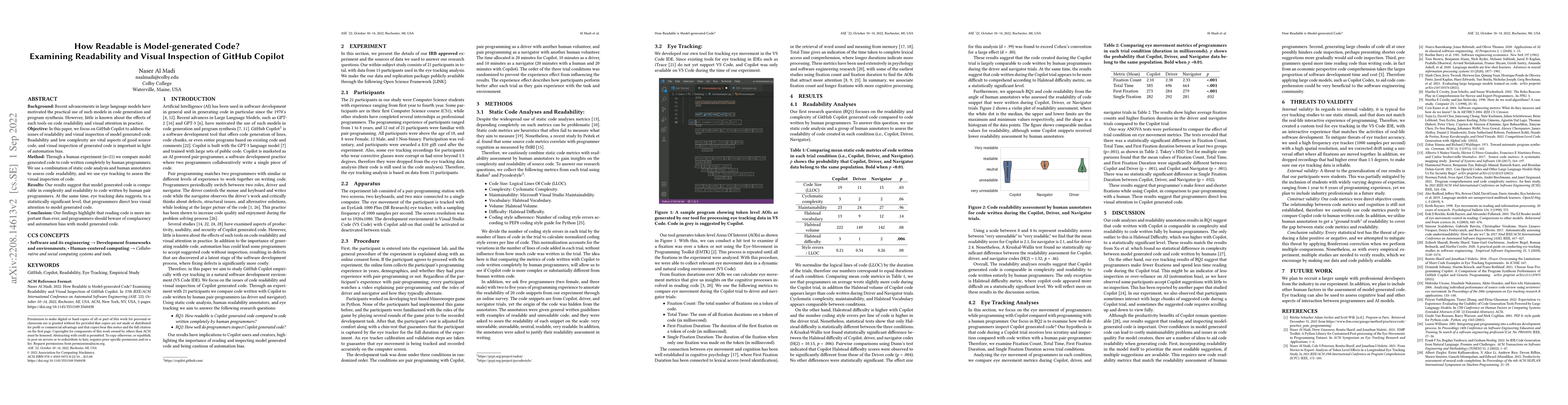 Thumbnail for How Readable is Model-generated Code? Examining Readability and Visual
  Inspection of GitHub Copilot