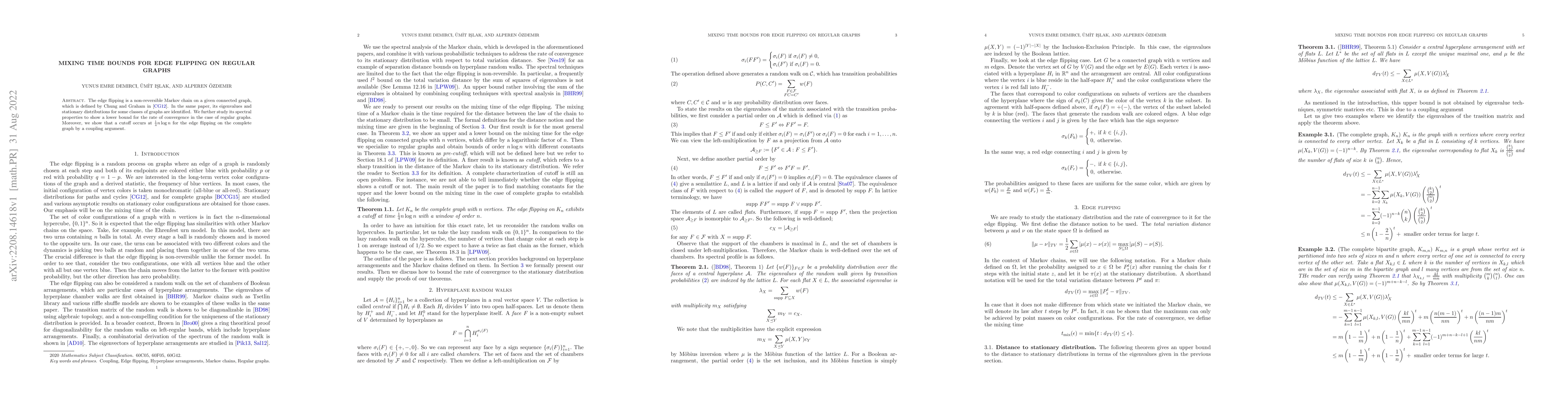 Thumbnail for Mixing time bounds for edge flipping on regular graphs