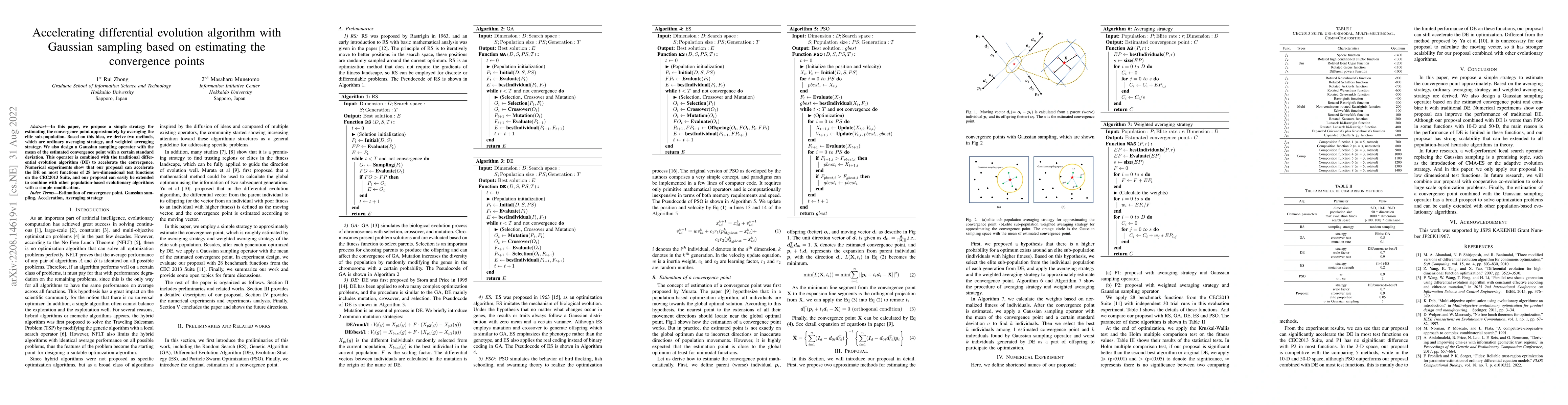 Thumbnail for Accelerating differential evolution algorithm with Gaussian sampling
  based on estimating the convergence points