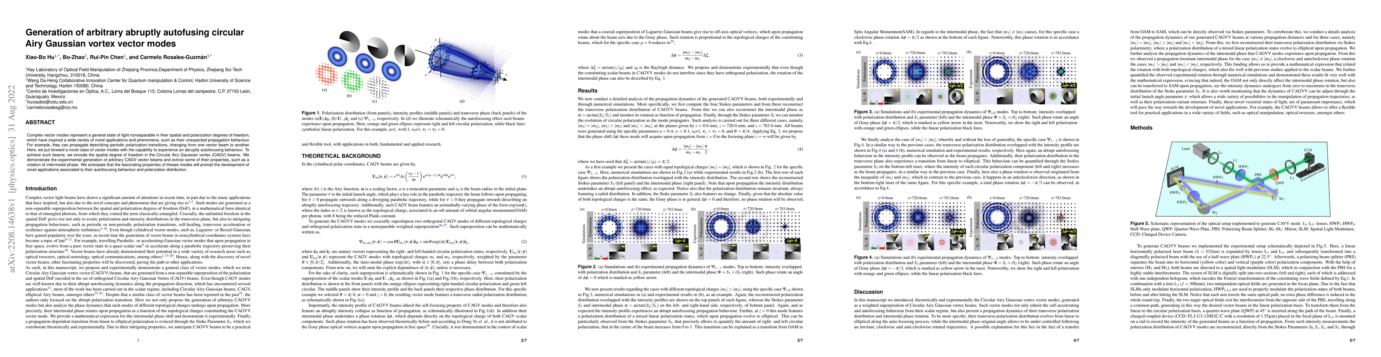 Thumbnail for Generation of arbitrary abruptly autofusing circular Airy Gaussian
  vortex vector modes