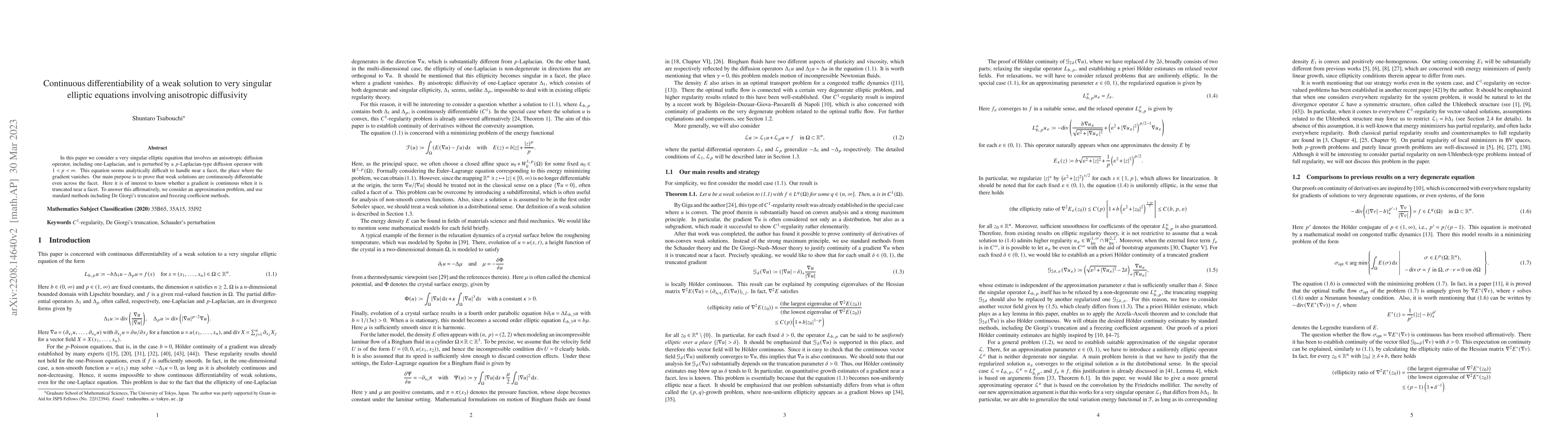 Thumbnail for Continuous differentiability of a weak solution to very singular
  elliptic equations involving anisotropic diffusivity
