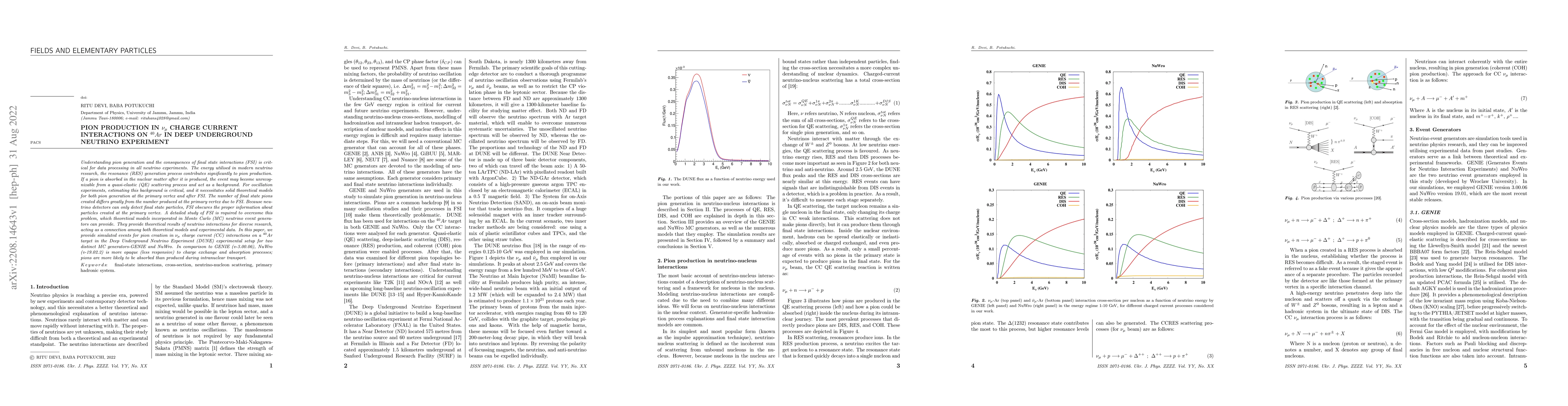 Thumbnail for Pion Production In {\nu} {\mu} Charged Current Interactions On {^{40}}ar
  In Deep Underground Neutrino Experiment