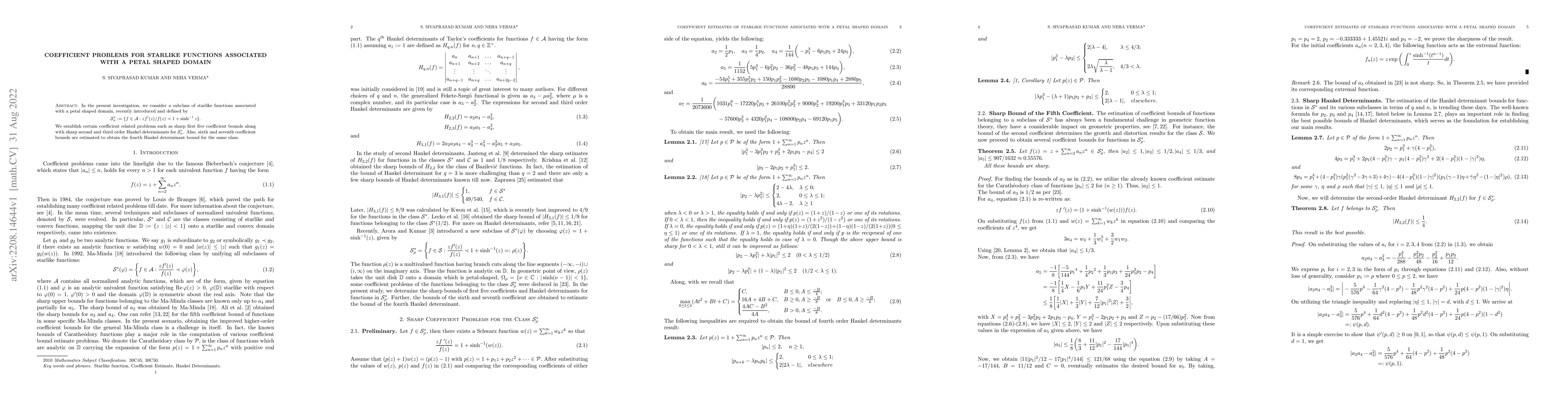 Thumbnail for Coefficient problems for starlike functions associated with a petal
  shaped domain