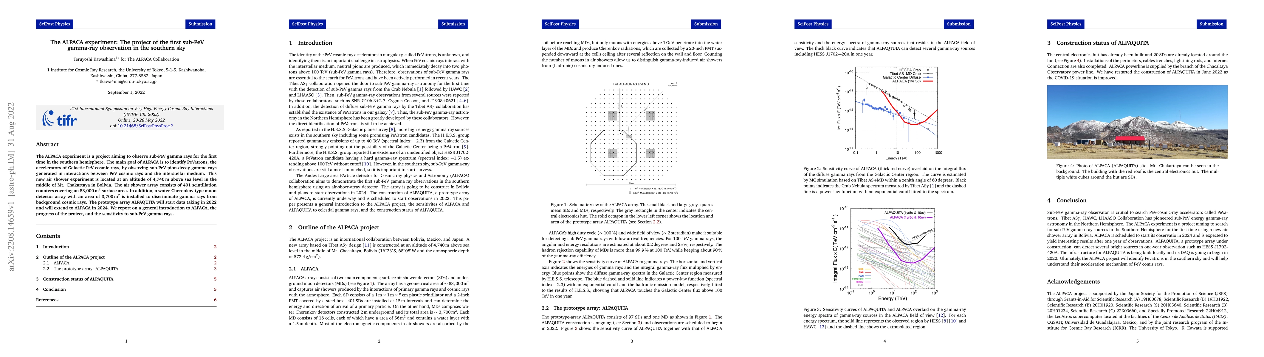 Thumbnail for The ALPACA experiment: The project of the first sub-PeV gamma-ray
  observation in the southern sky