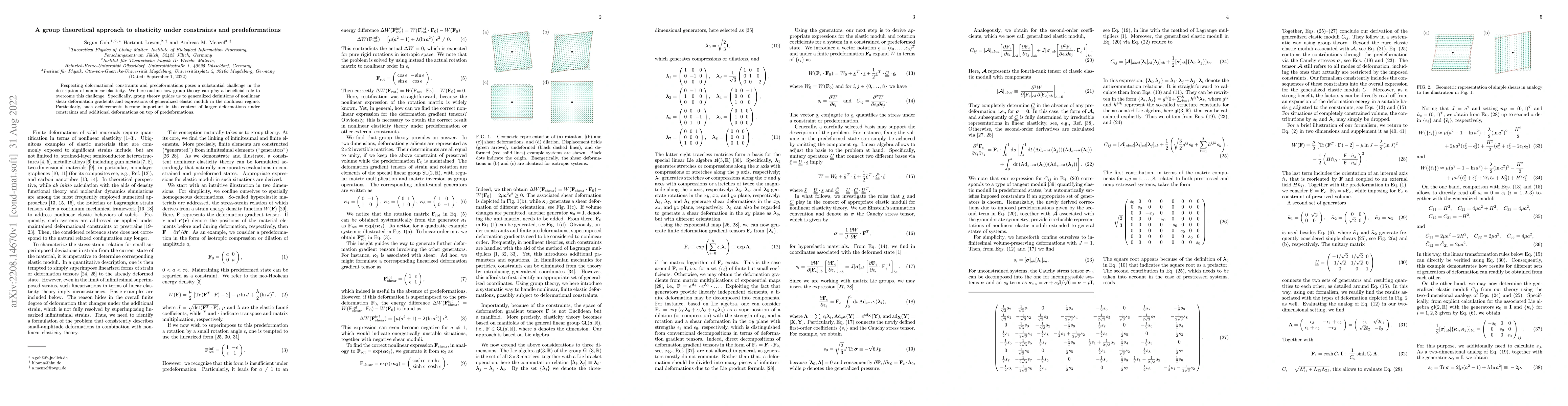 Thumbnail for A group theoretical approach to elasticity under constraints and
  predeformations
