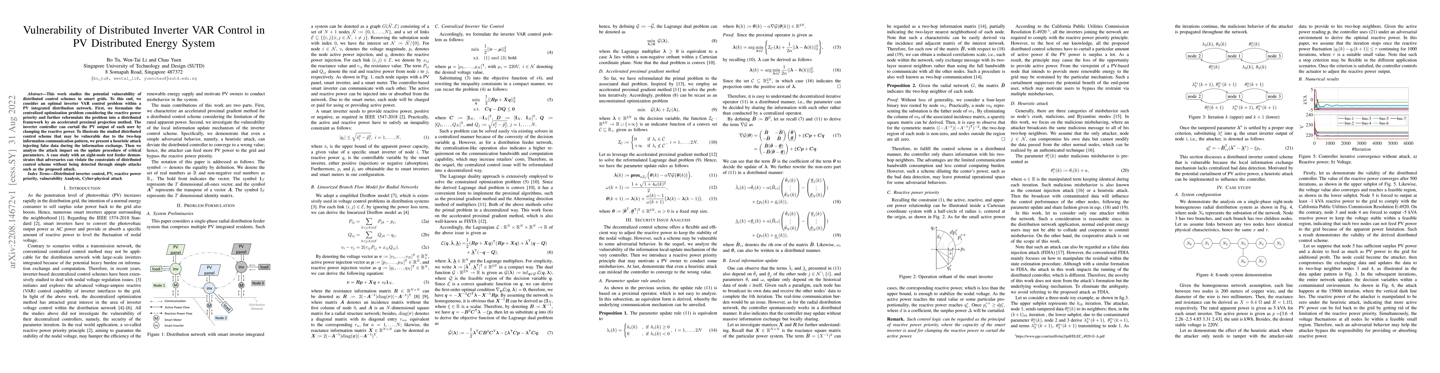 Thumbnail for Vulnerability of Distributed Inverter VAR Control in PV Distributed
  Energy System