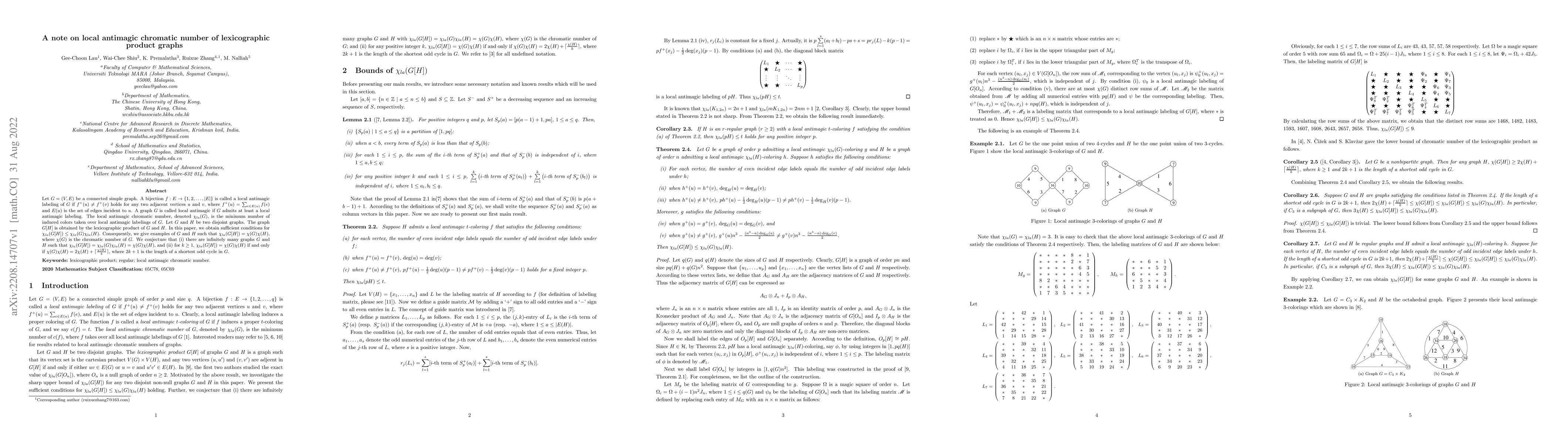 Thumbnail for A note on local antimagic chromatic number of lexicographic product
  graphs
