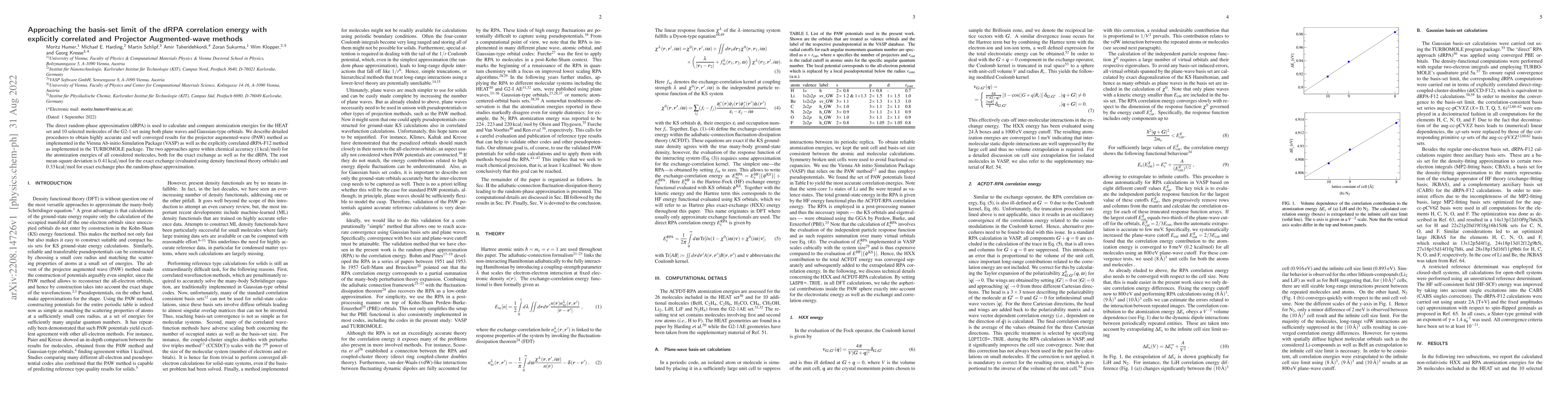 Thumbnail for Approaching the basis-set limit of the dRPA correlation energy with
  explicitly correlated and Projector Augmented-wave methods