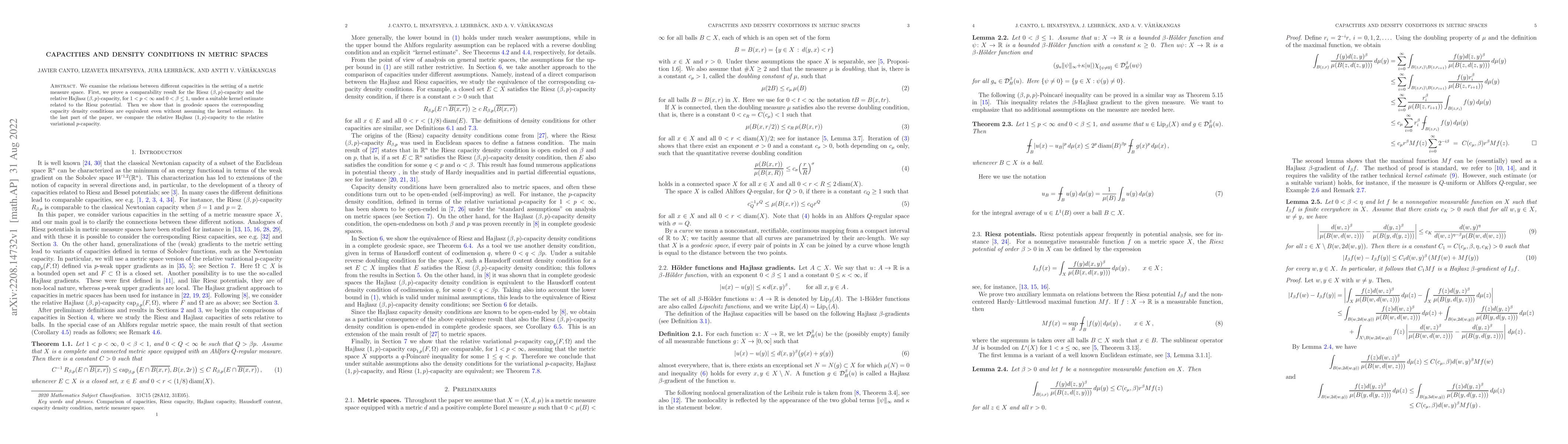 Thumbnail for Capacities and density conditions in metric spaces