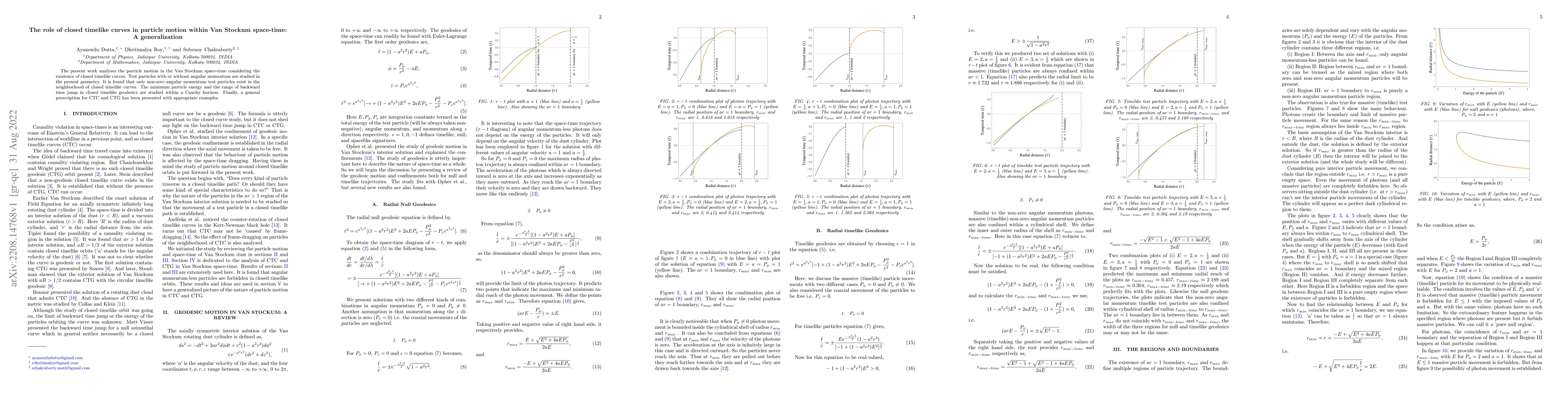 Thumbnail for The role of closed timelike curves in particle motion within Van Stockum
  space-time: A generalization