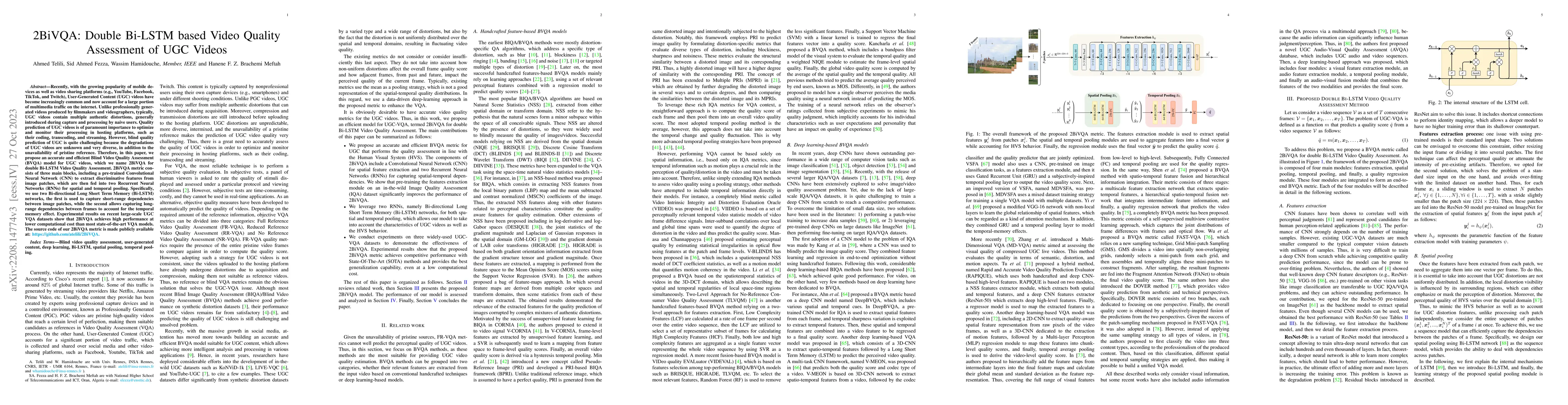Thumbnail for 2BiVQA: Double Bi-LSTM based Video Quality Assessment of UGC Videos