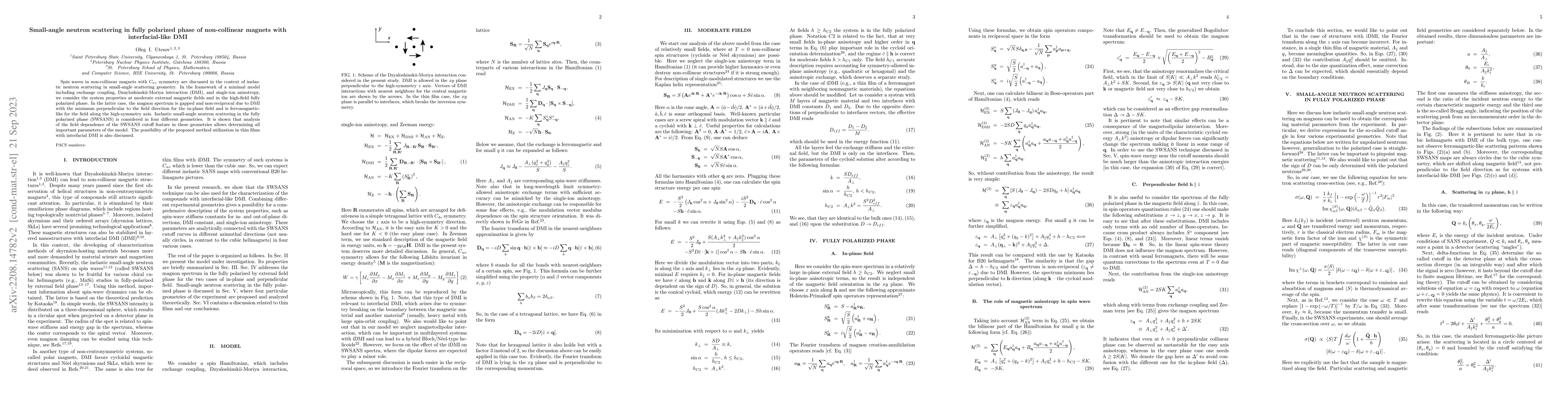 Thumbnail for Small-angle neutron scattering in fully polarized phase of non-collinear
  magnets with interfacial-like DMI