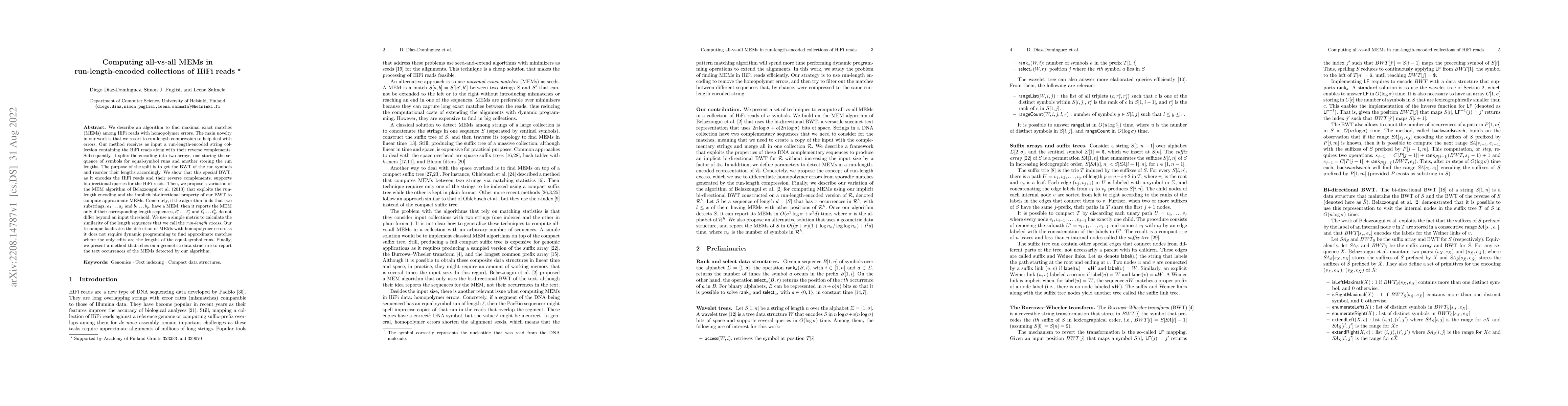 Thumbnail for Computing all-vs-all MEMs in run-length encoded collections of HiFi
  reads